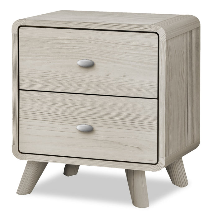 Cami Bedside 2-Drawer Nightstand, Mid-Century Modern, 17\"W x 24.8\"H - Grey Oak