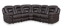 Leo 5-Piece Leath-Aire® Fabric Reclining Sectional - Walnut 