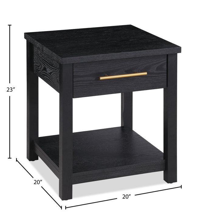 Dalton 20\" End Table with Drawer – Black 