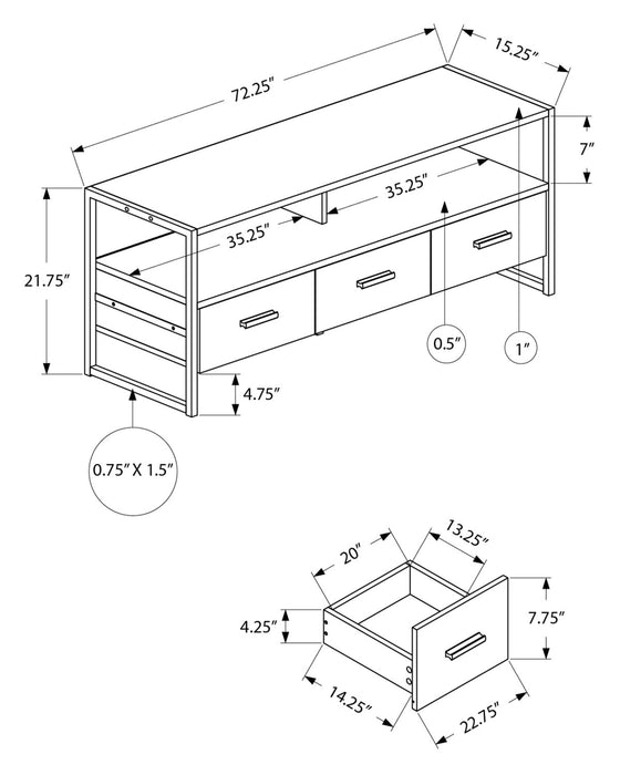 Cooper 72” Modern TV Stand with Storage and Cable Management for TVs up to 80” - Black