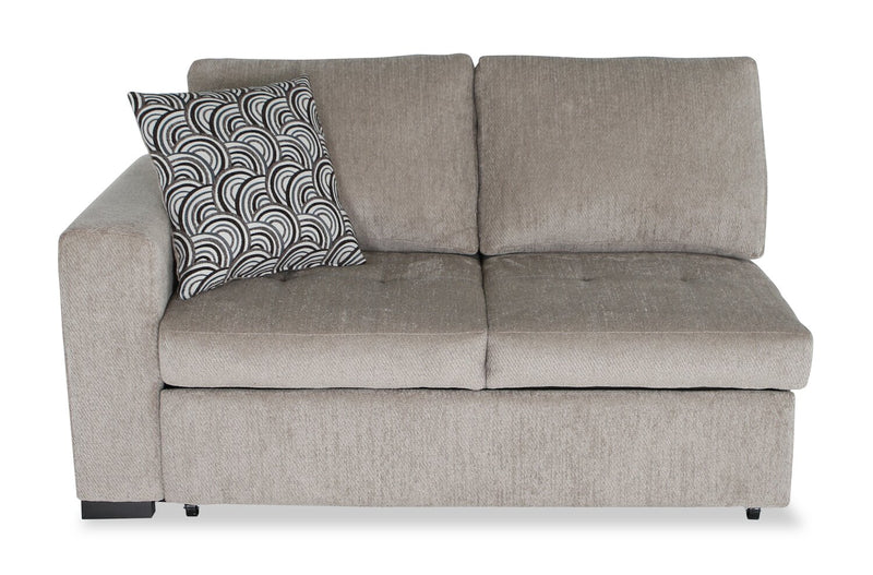 Made in Canada Legend 2-Piece Right-Facing Chenille Fabric Cuddler Sleeper Sectional - Platinum Beige