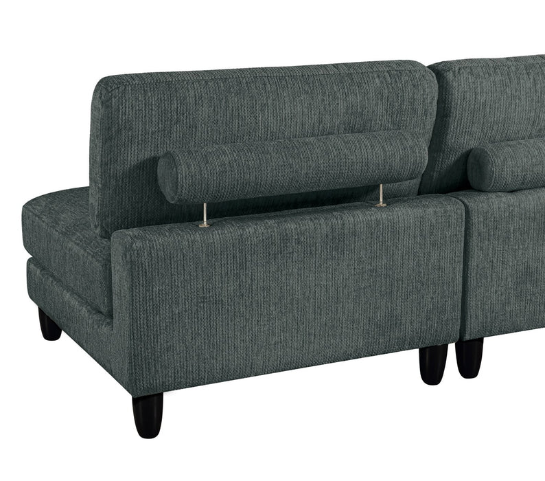 Lounge 5-Piece Chenille Modular Sectional with Ottoman– Grey