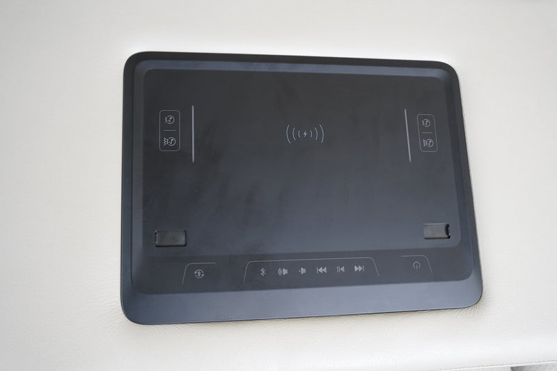 Elite 86\" Genuine Leather Massage Power Reclining Sofa with Immersive Audio and Power Headrests - Putty