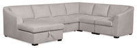 Envy 5-Piece Left-Facing Chenille Fabric Sleeper Sectional with Storage Chaise - Fog Grey 