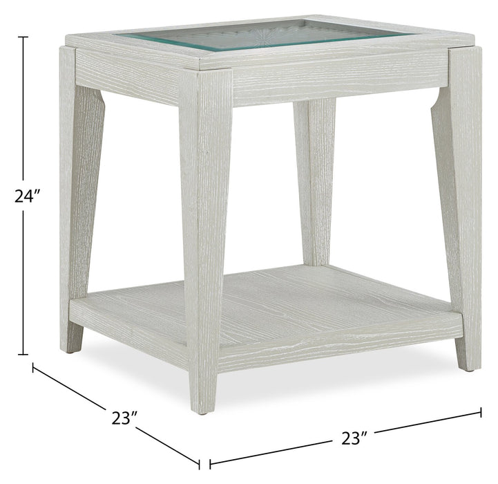 Vida 23” Solid Wood End Table with Shelf - Sand
