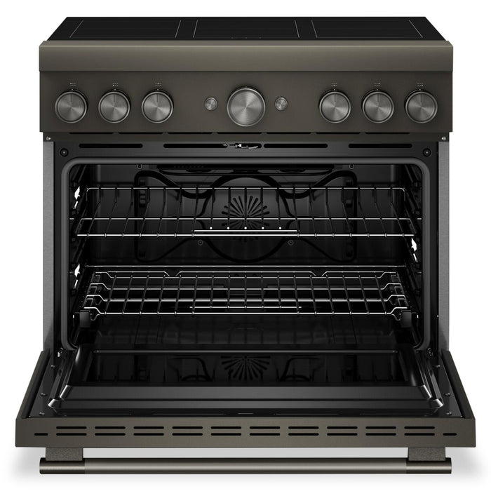 KitchenAid 36\" 5.1 Cu. Ft. Freestanding Induction Range with No Preheat Air Fry – Black Ore - KFIS936SBE 