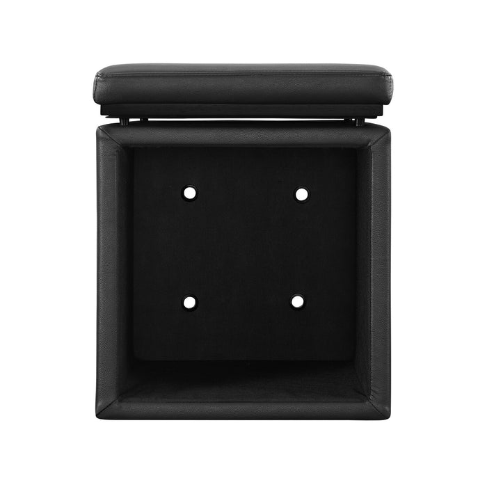 Manitoba 18\" Square Faux Leather Storage Ottoman - Black