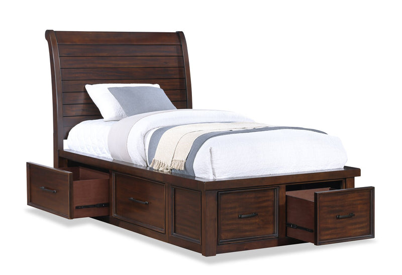 Sonoma Platform Two-Sided Storage Bed with Headboard & Frame, Mango Brown - Twin Size