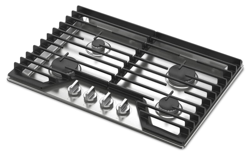 Whirlpool 30\" Gas Cooktop with EZ-2-Lift™ Hinged Cast-Iron Grates - WCGK5030PS