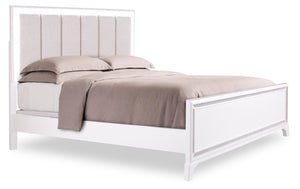 Halo Panel Bed with Headboard & Frame, LED, Glam, White - King Size