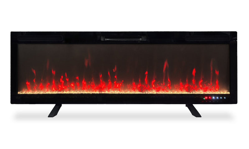 Mirage 60\" Modern Electric Free Standing Wall Mountable Fireplace - Black