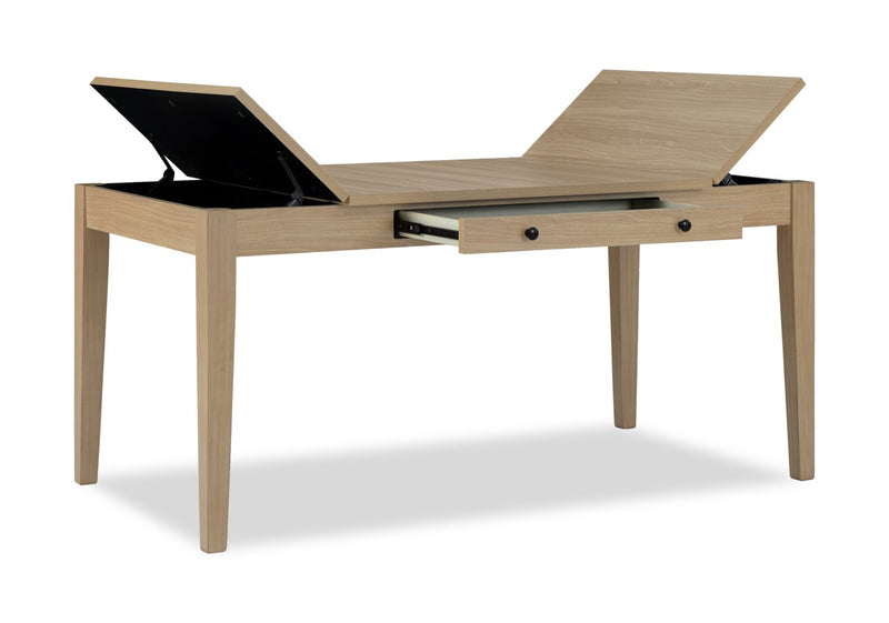 Cove Dining Table with Storage Drawers, Melamine, 66\"W - Natural/Grey