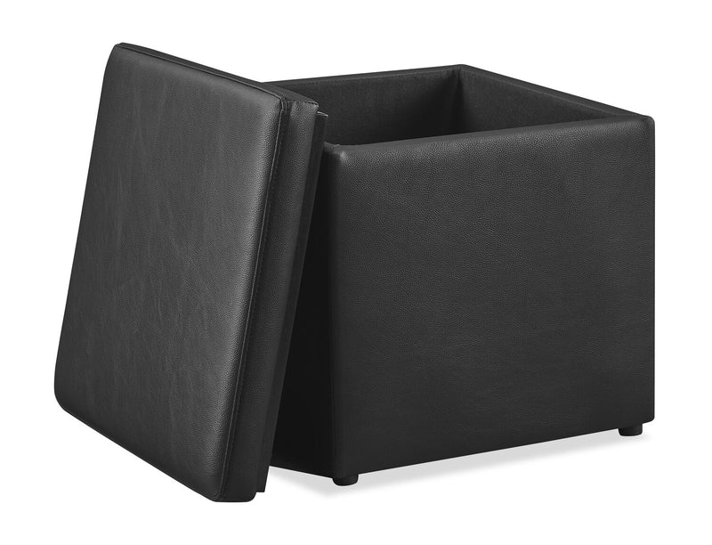 Manitoba 18\" Square Faux Leather Storage Ottoman - Black