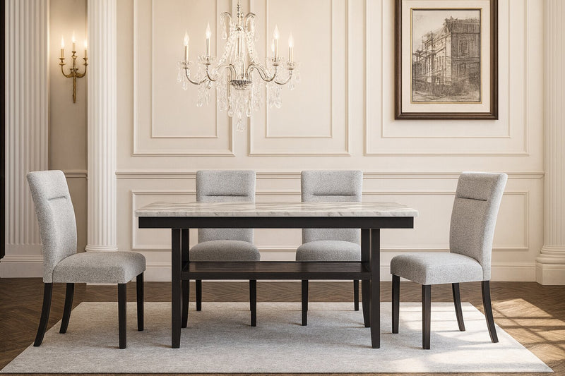 Libra Dining Chair with Polyester Fabric, - Grey