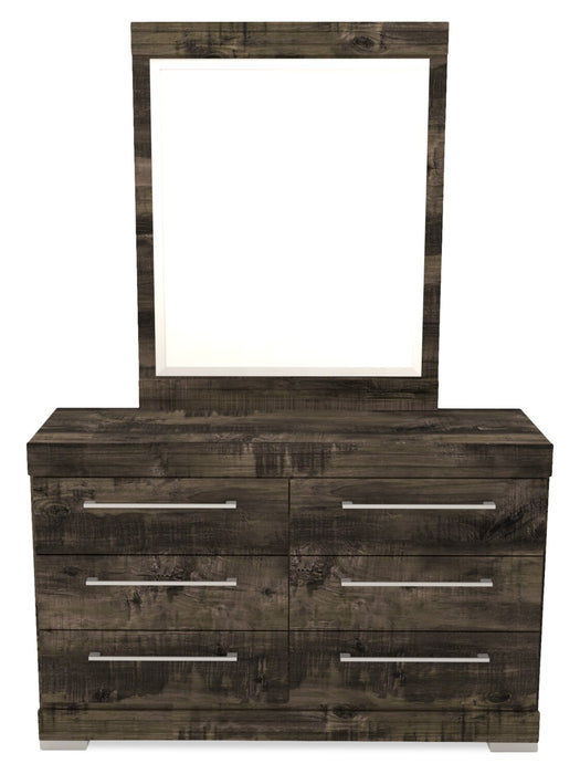 Riley 5pc Bedroom Set with Panel Bed, Dresser & Mirror, Made in Canada, Grey - Full Size