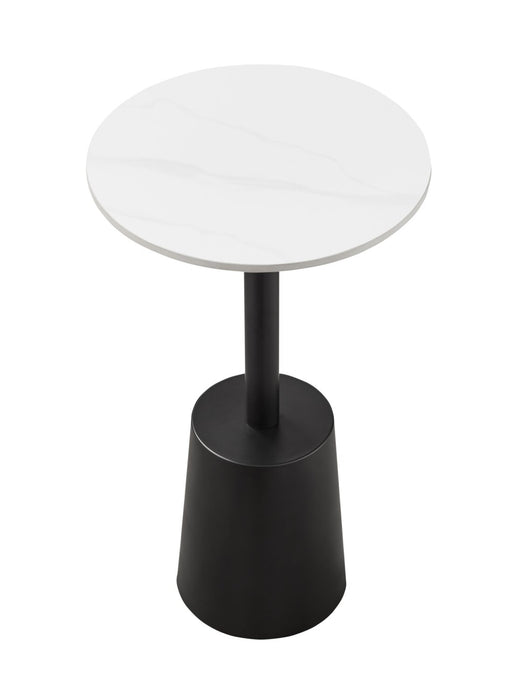 Nevan 14\" Accent Table with White Sintered Stone Top - Black
