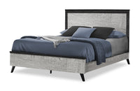 Blake Panel Bed with Headboard & Frame, Grey & Black - Queen Size
