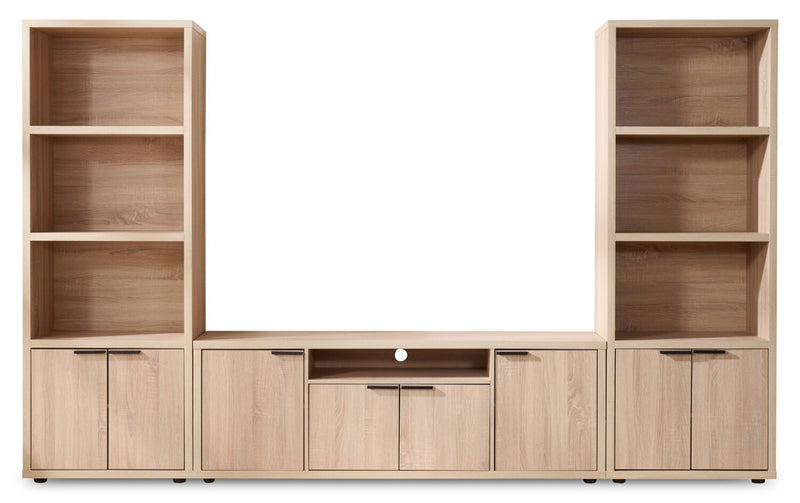 Noren 115\" 3-Piece Entertainment Centre with Storage for TVs up to 70\"- Light Oak