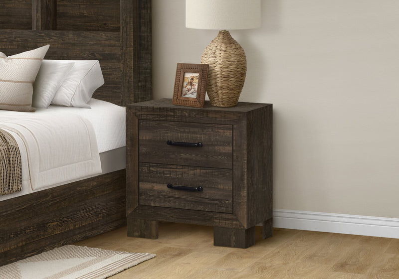 Ethan Bedside 2-Drawer Nightstand, 22\"W x 23\"H - Rustic Brown