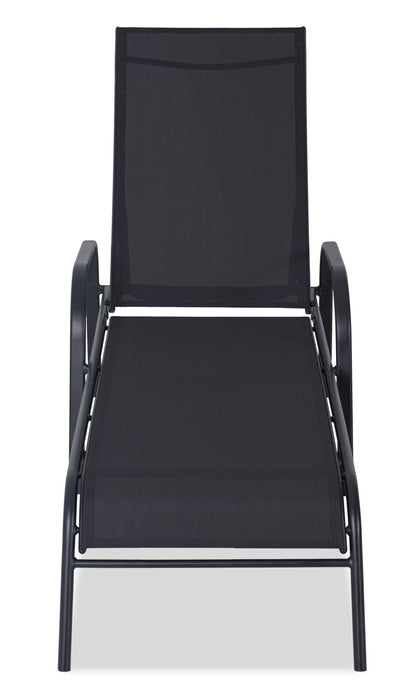 Tuscany Outdoor Patio Lounger with Adjustable Backrest - Metal, UV & Weather Resistant - Grey/Black