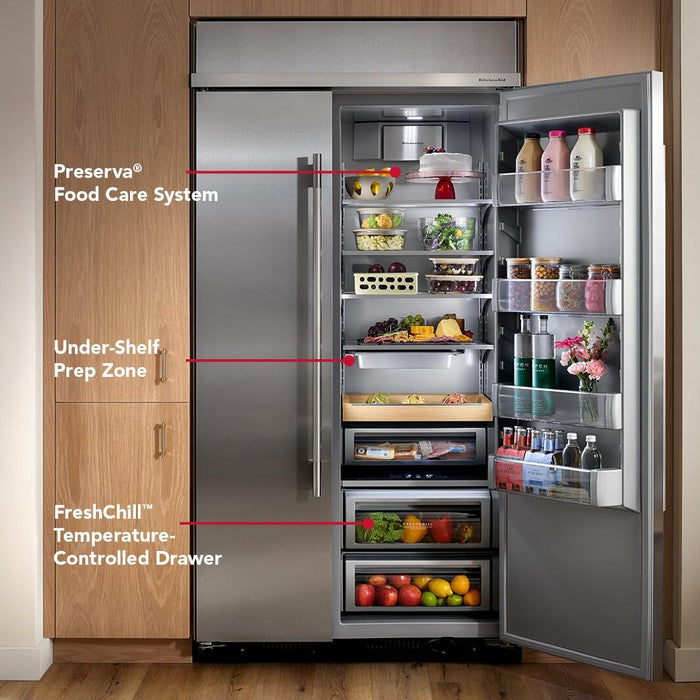 Kitchenaid 42\" 25.5 Cu. Ft. Built-In Side-by-Side Refrigerator – Black Ore - KBSN742SBE