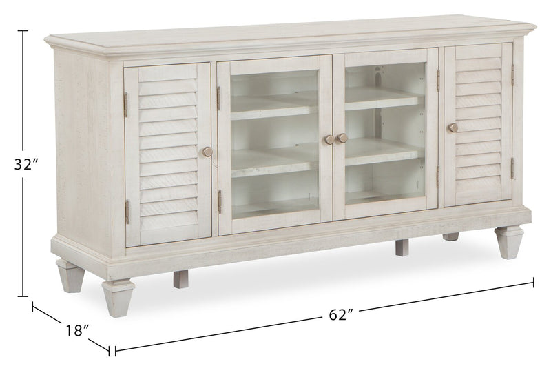 Baron 62” Rustic Pine TV Stand with Storage and Cable Management for TVs up to 70” - Alabaster