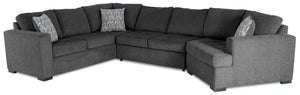 Legend 3-Piece Right-Facing Chenille Cuddler Sleeper Sectional - Pepper