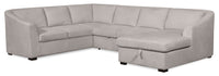 Envy 3-Piece Right-Facing Chenille Fabric Sleeper Sectional with Storage Chaise - Fog Grey 