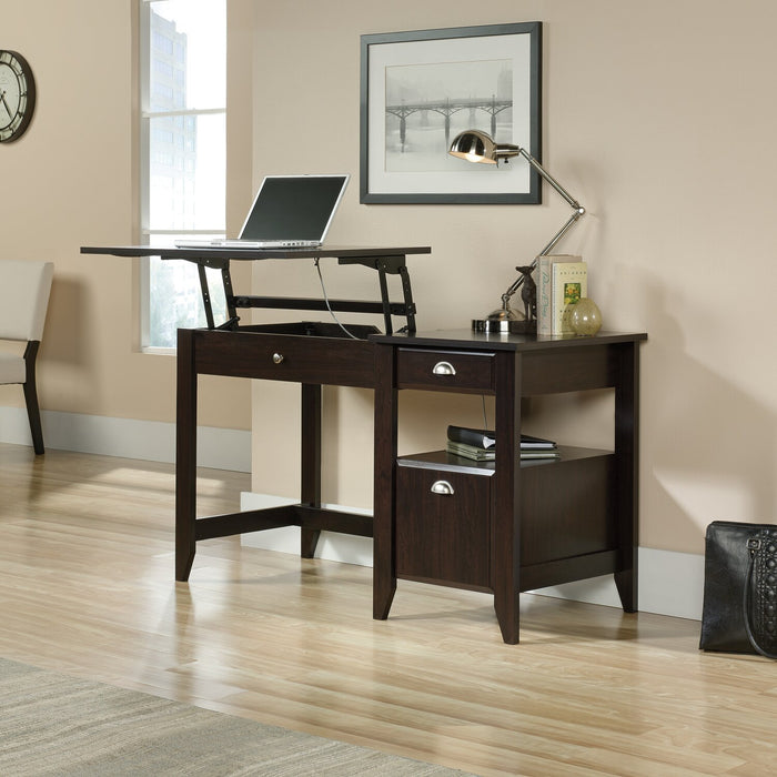 Murray 53” Traditional Lift Top Office Desk with Storage - Dark Brown