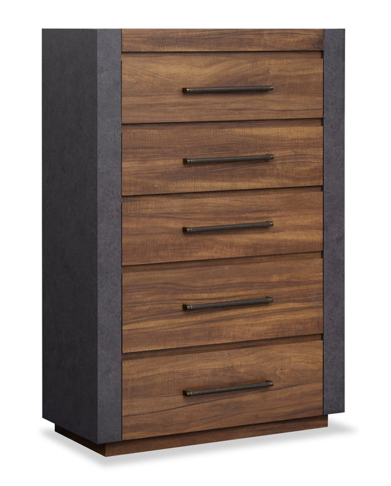 Scott Living Dante Bedroom Chest of Drawers, 5-Drawer, 36\"W x 52.4\"H - Brown