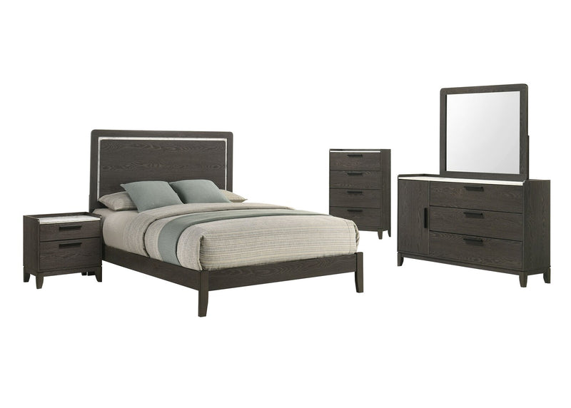 Sable Bedroom 3-Drawer Dresser with Storage Cabinet, 59\"W x 37\"H - Dark Grey