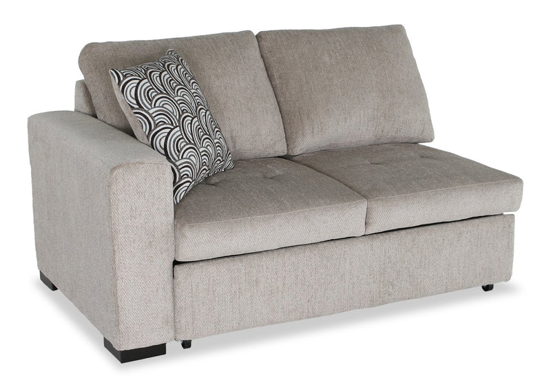 Made in Canada Legend 2-Piece Right-Facing Chenille Fabric Cuddler Sleeper Sectional - Platinum Beige