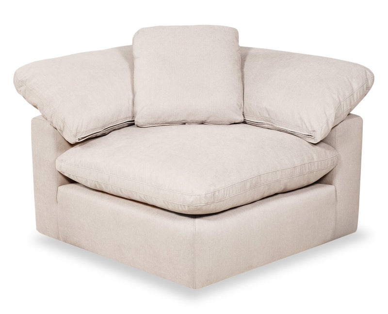 Eclipse Modular 6-Piece Linen-Look Fabric Pit Sofa Sectional with Reversible Feather Down Cushions - Linen White