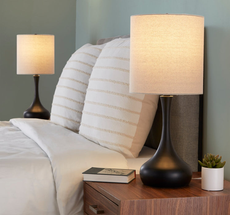 Polly 24\" Matte Black Metal 2-Piece Set, with Two Table Lamps 