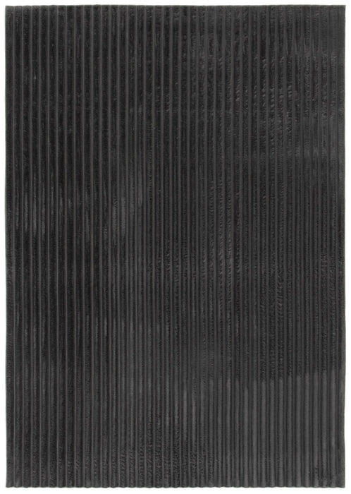 Dream Step Memory Foam Channel Dark Grey Faux Fur Area Rug - 5' x 7'