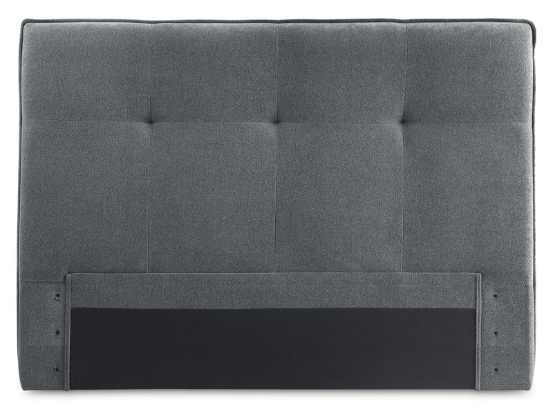 Amos Upholstered Platform Bed in Charcoal Fabric with Tufted Headboard - Queen Size