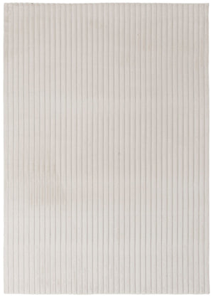 Faux Fur Channel Ivory Area Rug with Memory Foam Backing - 7' x 10'