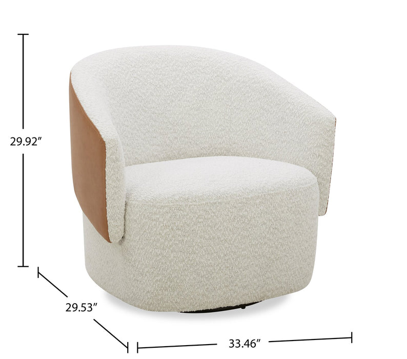 Soho Swivel Accent Chair - Azalea Snow and Dakota Tan