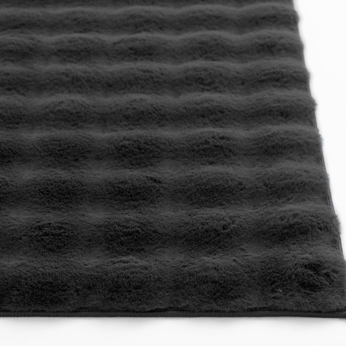 Dream Step Memory Foam Bubble Dark Grey Faux Fur Area Rug - 7' x 10'