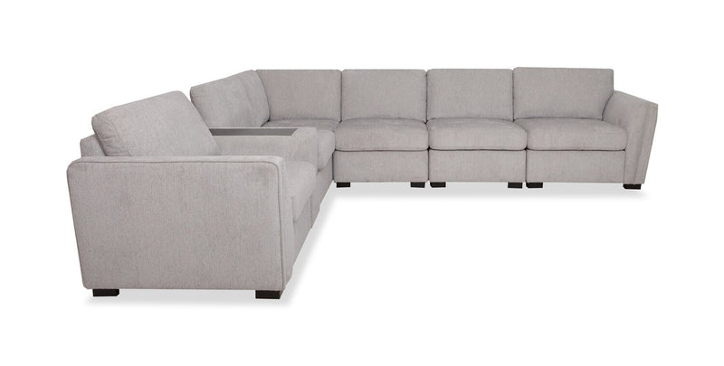 Vault 7-Piece Sectional with Five Storage Chairs and Storage USB Console - Grey
