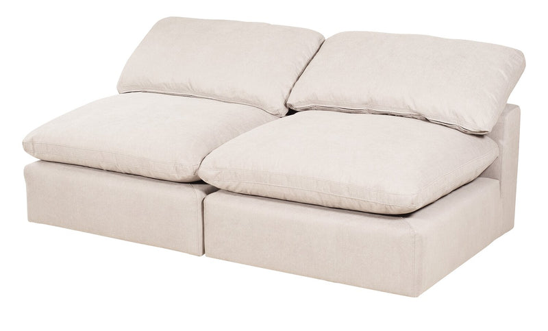Eclipse Modular 6-Piece Linen-Look Fabric Pit Sofa Sectional with Reversible Feather Down Cushions - Linen White