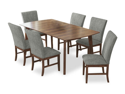 Rain 7pc Dining Set with Table & 6 Grey Chairs, 72"W - Grey/Brown | Ensemble de salle à manger Rain 7 pièces avec table de 72 po (L) et 6 chaises grises - gris et brun