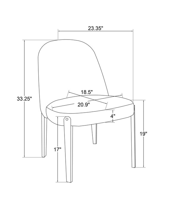Kort & Co. Capri Dining Chair with Vegan Leather Fabric, Metal - Taupe
