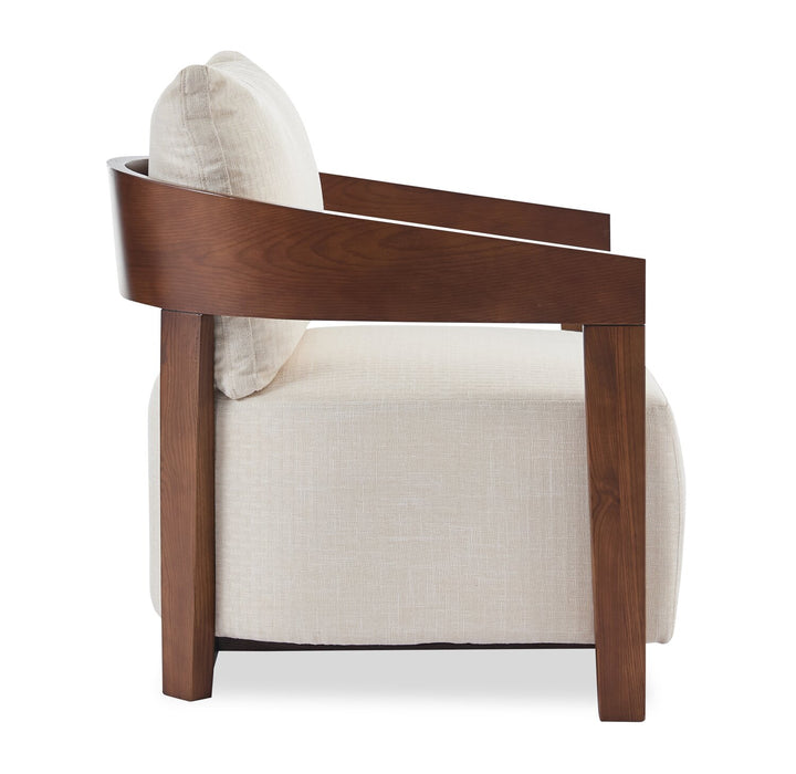Amor 28.54\" Fabric Accent Chair with Wood Arms and Legs - Taupe