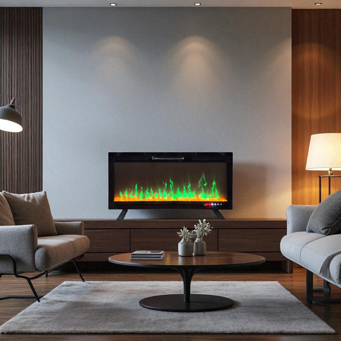 Mirage 42\" Modern Electric Free Standing Wall Mountable Fireplace - Black