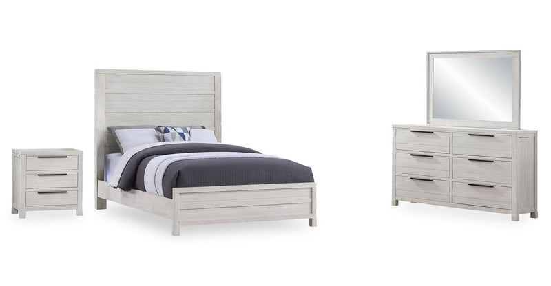 Haven 6pc Bedroom Set with Panel Bed, Dresser, Mirror & Nightstand, White - Queen Size