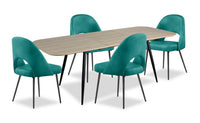 Joss 5pc Dining Set with Table & 4 Bay Chairs, 63-86.5