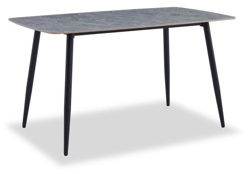 Arlo 7pc Dining Set with Table & 6 Green Chairs, Sintered Stone & Metal, 55\"W - Green & Grey/Black