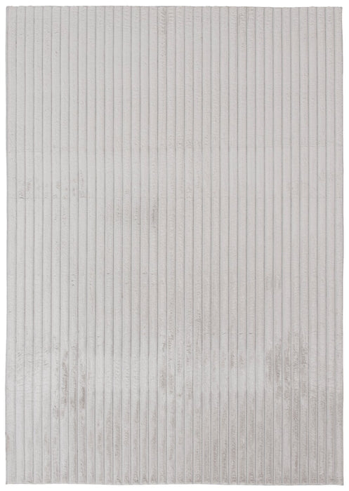 Faux Fur Channel Light Grey Area Rug with Memory Foam Backing - 5' x 7'