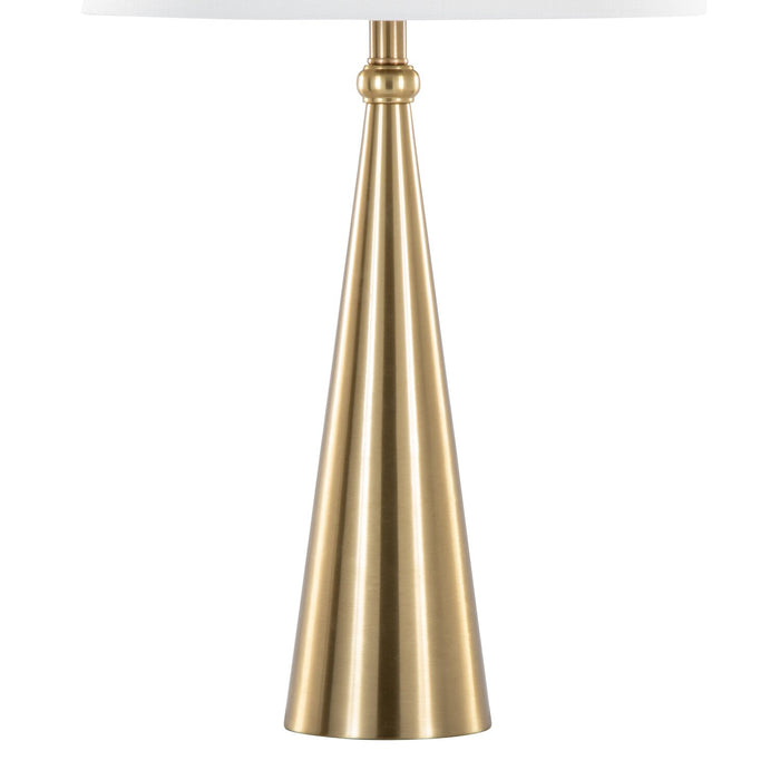 Alison 30\" Metal Table Lamp with White Linen - Gold